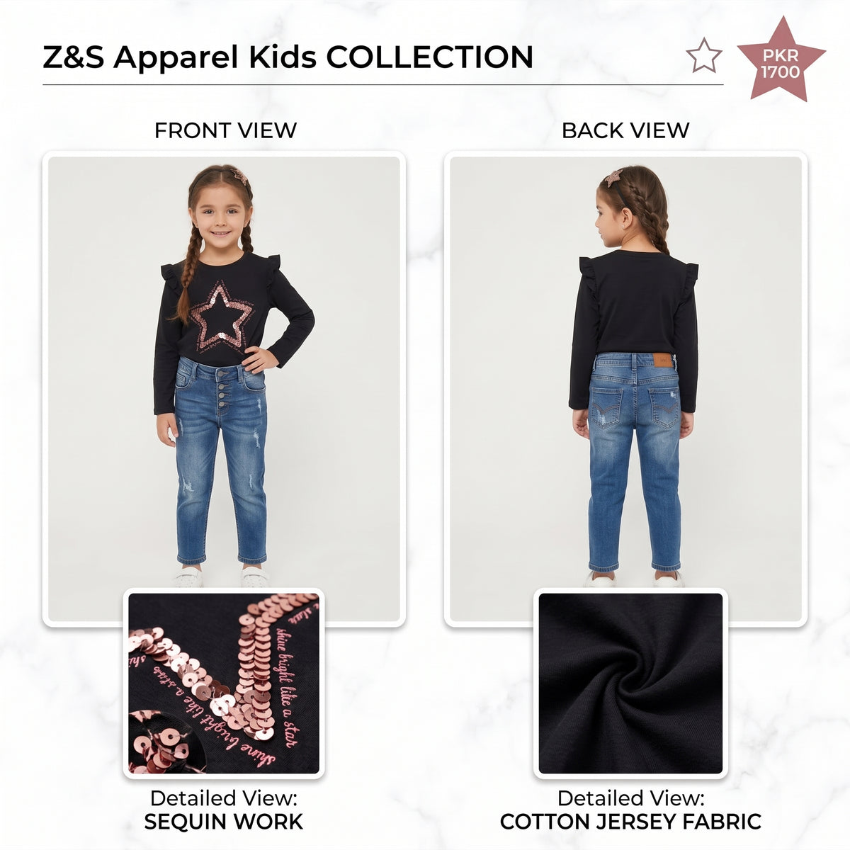 "Shine Bright" Sequin Star Long-Sleeve Top