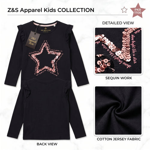 "Shine Bright" Sequin Star Long-Sleeve Top