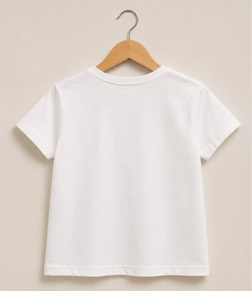 Girls' Pastel Rainbow Ruffle Graphic T-Shirt – White Tee
