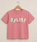 Girls' Butterfly Graphic T-Shirt – "Better Together" Peach Pink Tee