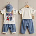 Toddler Boys' 3-Piece Dinosaur Print T-Shirt, Denim Shorts, and Cap Set