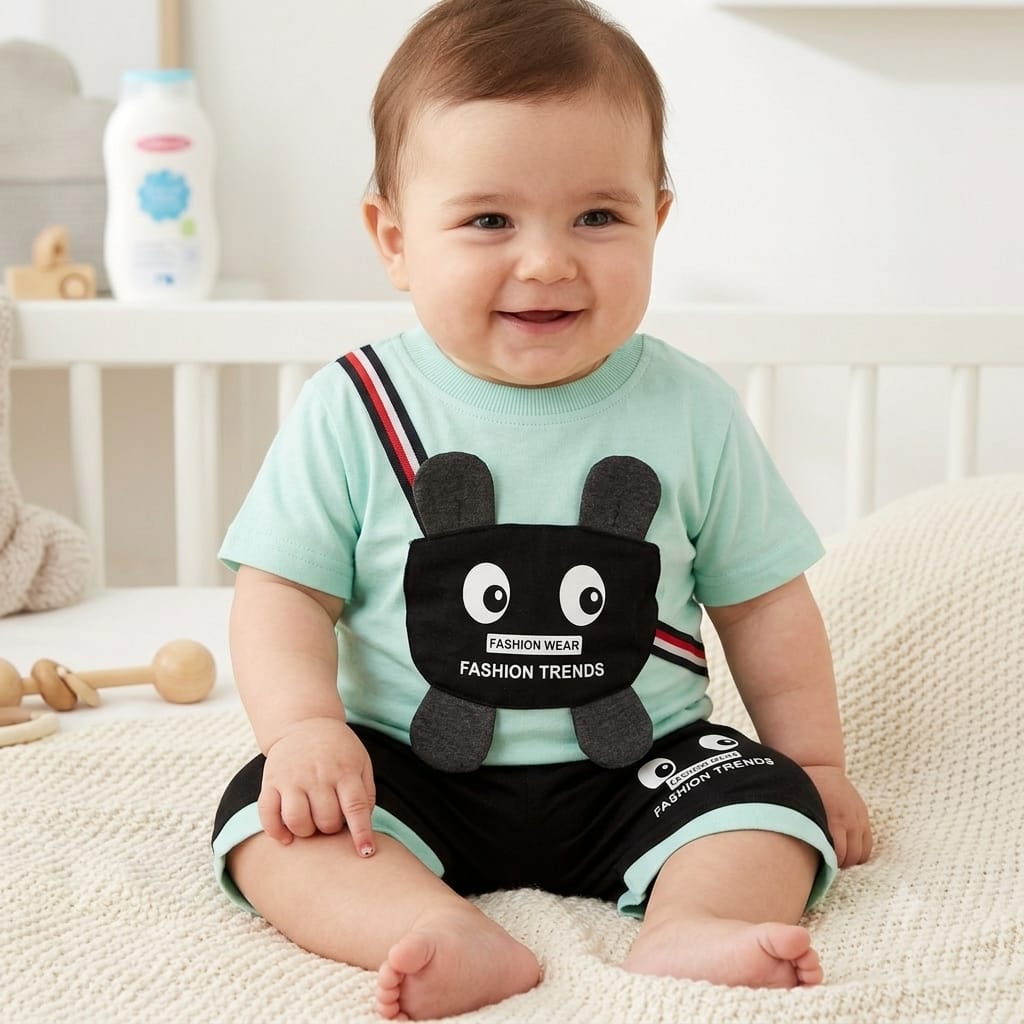 Baby Boys 2-Piece Cute Character T-Shirt and Shorts Set