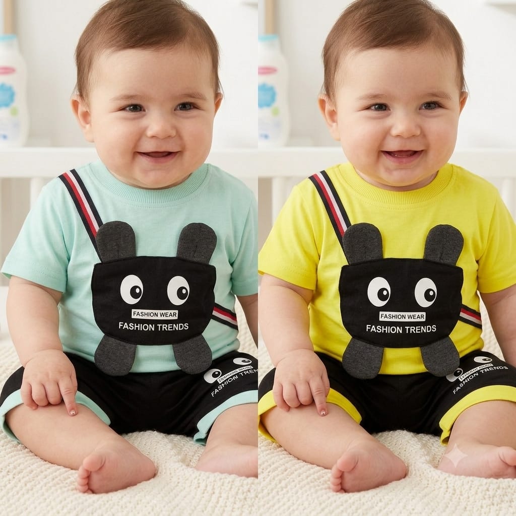 Baby Boys 2-Piece Cute Character T-Shirt and Shorts Set
