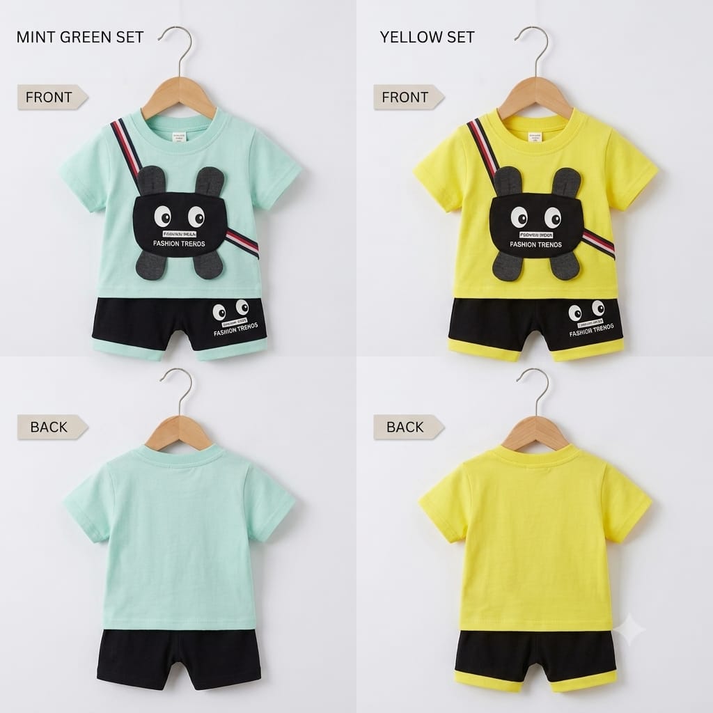 Baby Boys 2-Piece Cute Character T-Shirt and Shorts Set